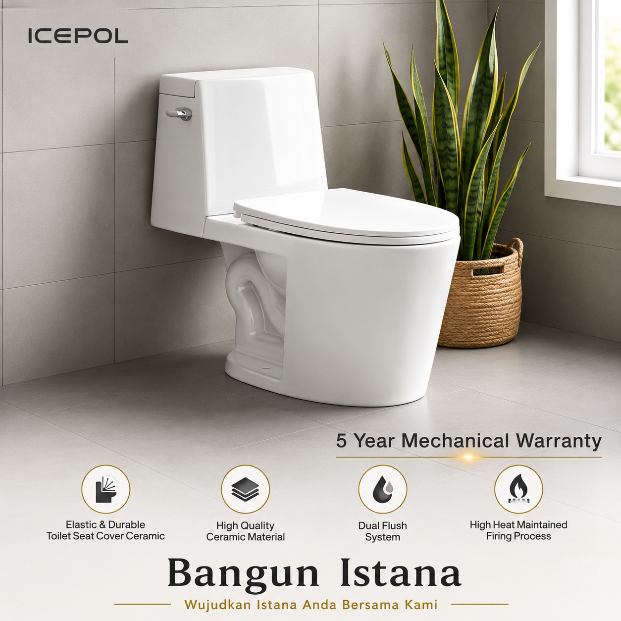 KLOSET DUDUK ICEPOL IC 755 WHITE - 30 CM